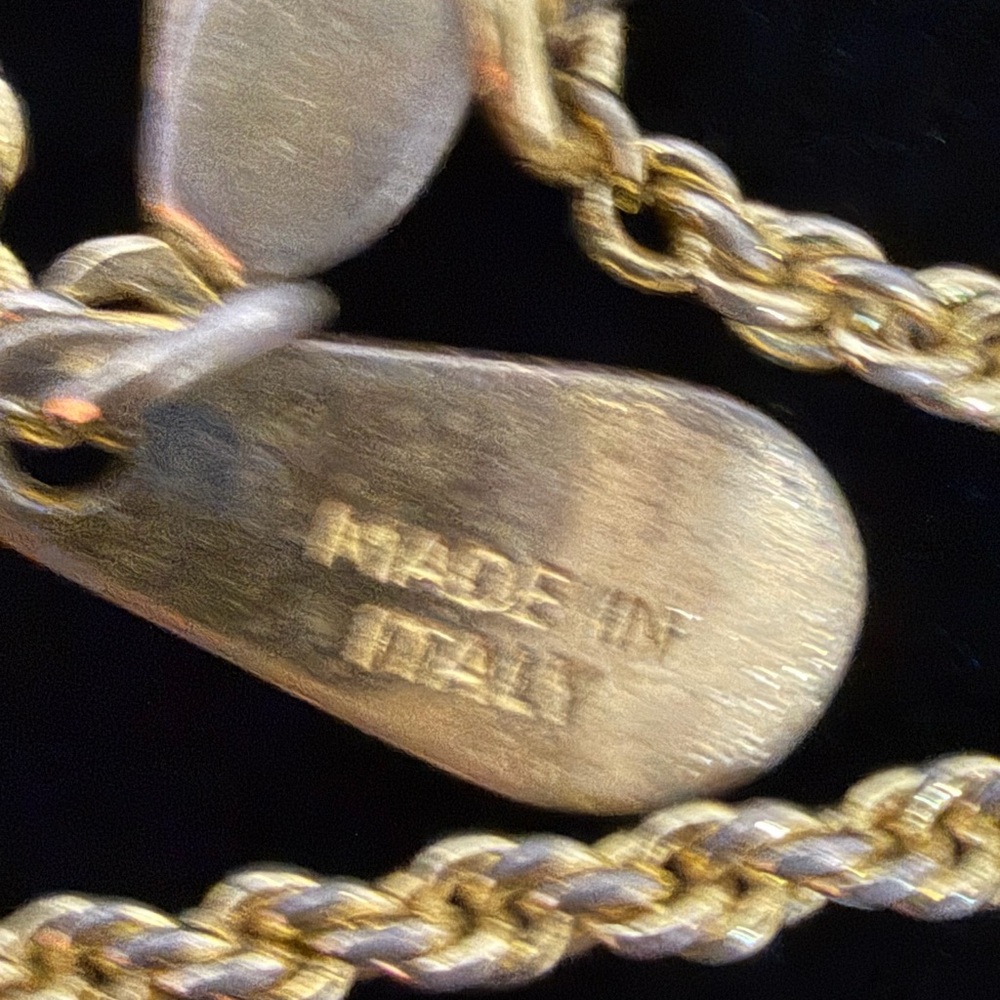#105 1960s-1970s Valentino Garavani Gold Necklace with Green Stone - Picture 6 of 8